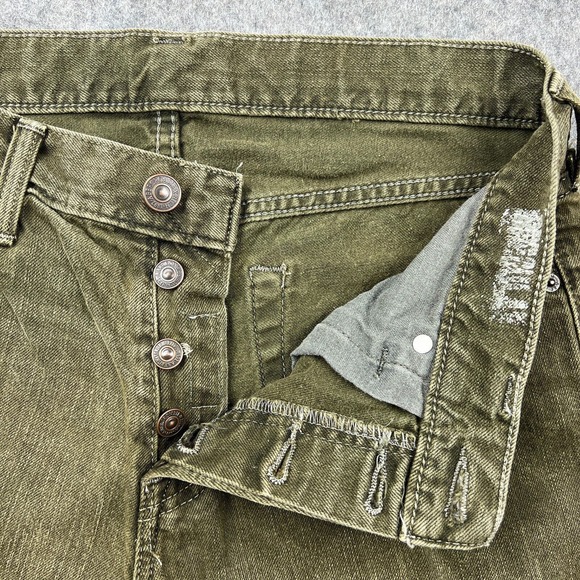 Abercrombie Fitch Jeans Mens 32 x 34 Green Skinny Button Fly Cotton Denim Pants - Picture 4 of 14